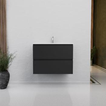 Inda Ruby 80 mueble de baño con lavabo negro brillo/mate