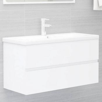 VXLUS Sink Base Cabinet with Integrated Basin, White Finish, Engineered Wood