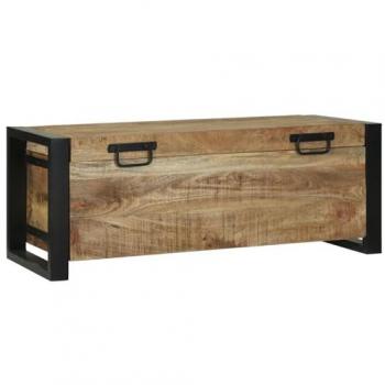 Rustic Mango Wood and Metal Storage Chest 80x30x30cm
