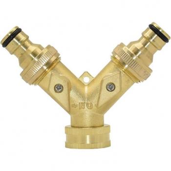 Messing 2-Weg Water Splitter voor Tuin Kraan 3/4 Y Irrigatie Adapter Set