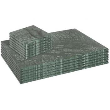 12pc Green Non-Slip Heat Resistant Rectangle Marble Placemats & Square Coasters Set