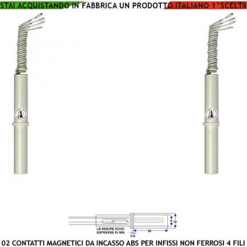 Securvera Contatto Magnetico Incasso Cilindro 8 mm Reed 2 Sensori Uscita NC 4 Fili Tensione Transito 100