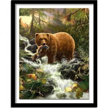 Arte di Cristallo: Orso, Pesce & Natura 20×30