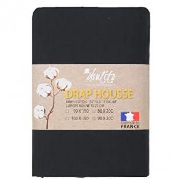 Tête de Lit Doulito 80x200 cm – Noir, Tissu Cotonier, Fabriqué en France