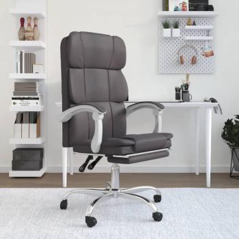 Fauteuil Ergonomique Inclinable Gris Similicuir vidaXL