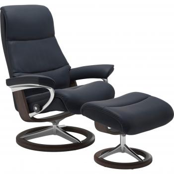 Relaxsessel Stressless View – Blau Shadow Blue Paloma, Signature Basis, Größe S, Gestell Wenge