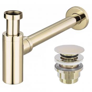 Syphon pour lavabos REA or avec bonde clic-clac