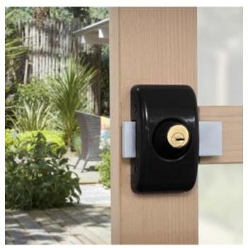Verrou universel Thirard pour porte d'entrée vitrée, 6 goup. 45 mm, finition noire