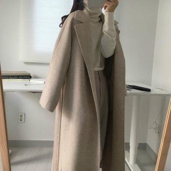 Autumn Gray Tweed Coat with Belt