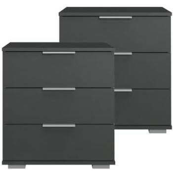 LOMADOX Schlafzimmer 2er Set Nachttisch Nachtschrank, auch für Boxspringbetten geeignet, in graphit ELSTRA-43, b/h/t ca. 52/58/38 cm
