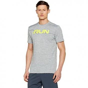 Under Armour Men's Run Front Graphic Tee, Clay Green / Black / Reflective