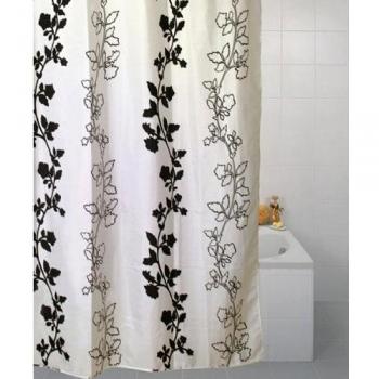 Polyester Shower Curtain, Black & Clear, 180cm x 180cm