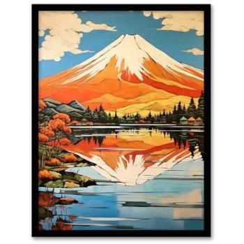 Mount Fuji Mirror Lake Oil Canvas – 12x16” Wall Poster
