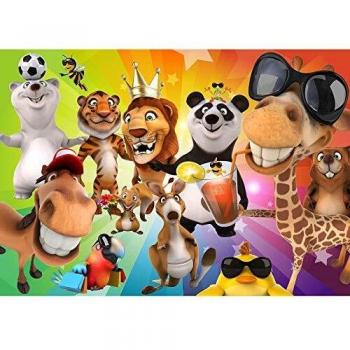 Wandbild-Vliestapete 200x140 cm – Safari Comic Zoo Tiere (no. 088)