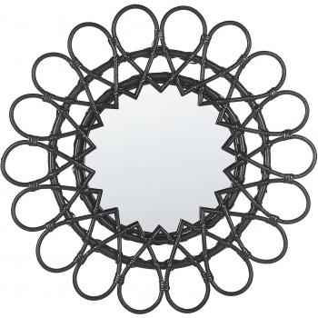 Espejo Colgante Redondo Babai 60 cm Negro