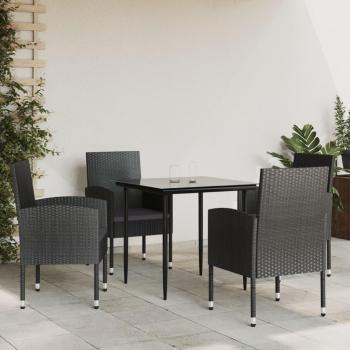Ensemble de salle à manger extérieur 5 pièces en résine tressée et acier noir