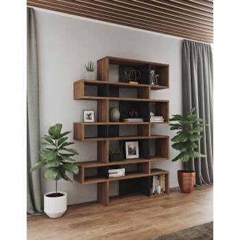Bibliothèque MATHIS 156x34x220 cm Décor Noyer