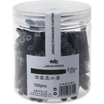 100 cartuchos de tinta Jinhao universal negro y azul 2,6 mm