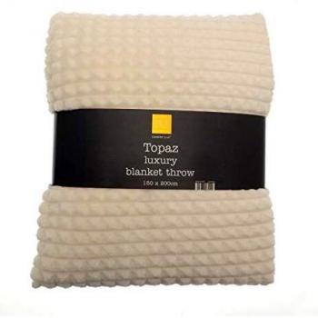 Topaz Collection Soft Ivory Cream Throw, 150 x 200cm