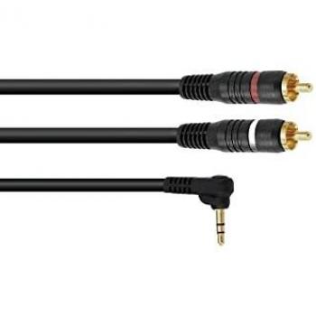 Omnitronic Cavo Adattatore Stereo 3,5mm a 2 RCA 0,5M Angolato