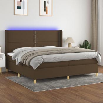 Sommier à Lattes de Lit avec Matelas et LED, Lit Double, Marron Foncé 200x200 cm