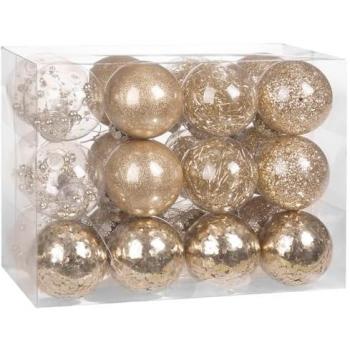 Champagne 24-Piece Shatterproof Christmas Tree Baubles Set