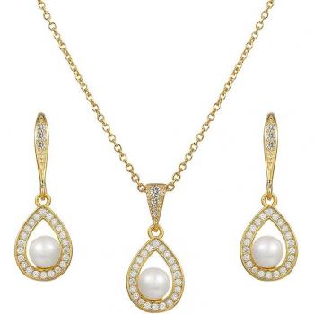 Conjunto de Joyería con Cristales y Perlas