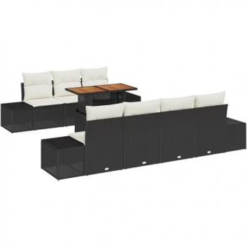 Conjunto de Muebles de Jardín 8 Piezas Negro de Ratán Vidaxl