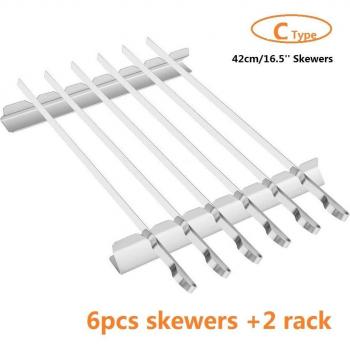 Brochettes de barbecue, 6 pièces en acier inoxydable, avec accessoires