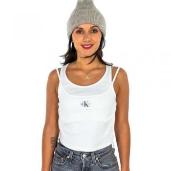 Calvin Klein Damen-Top J20J221430 – Weiß – Regular Fit – 100 % Baumwolle – L