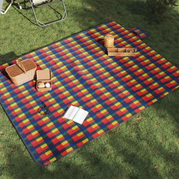Kariert Faltbare Picknickdecke 200x150 cm Samt Mehrfarbig