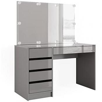 Vicco Schminktisch Sherry, Grau, 120 cm mit LED-Beleuchtung