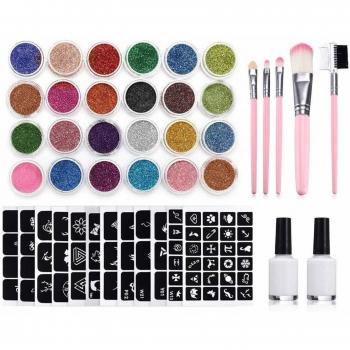 Blaue Sterne Glitzer Tattoos – 24 Tinten, 160 Muster