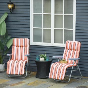 Outsunny New Garden Outdoor 2 Sun Recliner Chairs Reclining Lounger with Cushion