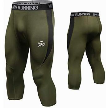 MEETWEE Men's Green 3/4 Length Base Layer Pants