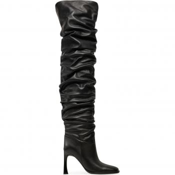Michael Kors Kelsea Leder‑Boot mit Raffung – Schwarz – EU 40F4KLHB5L
