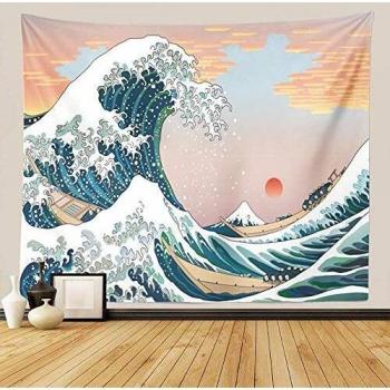 Tenture murale art nature vague