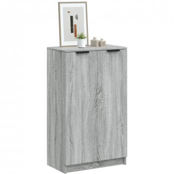 VidaXL Mueble Zapatero de Madera Contrachapada Armario Estante Adorno Color Blanco,  Blanco brillante,  Gris hormigón