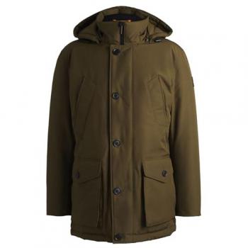 BOSS Herren Parka Osiass in Oliv, Regular-Fit, wasserabweisend, Größe 50