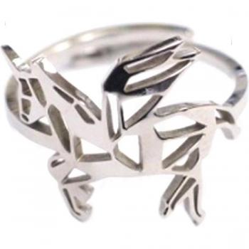 Bague Licorne Fantaisie en Acier Argenté