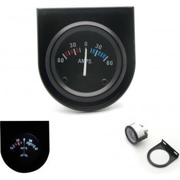 2 52mm Auto Amperemeter 60A Schwarz Analog mit Weißer Beleuchtung