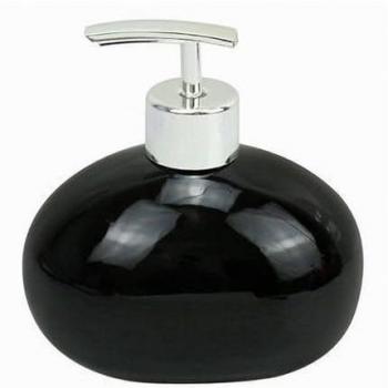 Dispenser nero ceramico per sapone liquido, arredo bagno contemporaneo