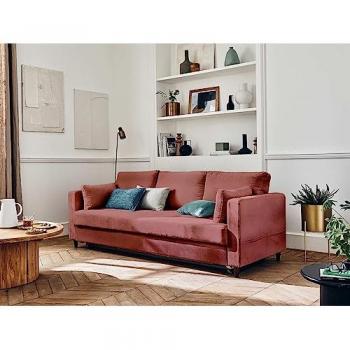 LISA DESIGN Anna – Rosa Samtsofa mit integrierter Schlaffunktion