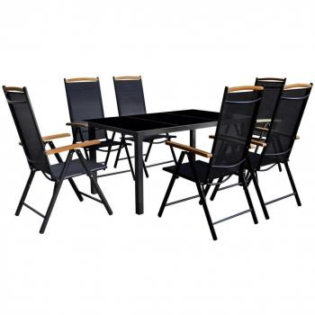 Set professionale vitaXL per il giardino 7 pezzi alluminio nero