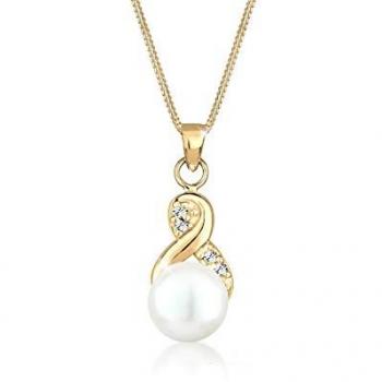 Elli Halskette Infinity Perle Kristalle 925 Silber Ketten Damen