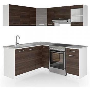 Cucina angolare completa Rick, Grigio nobile, 167 x 60 cm, piano in Marmo
