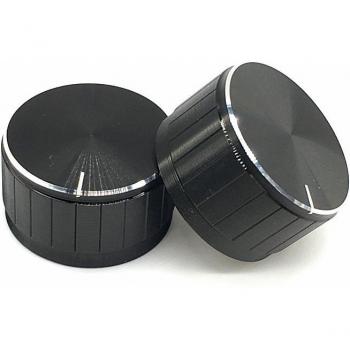 2pcs Black Aluminum Potentiometer Knobs 30x17MM Half Shaft