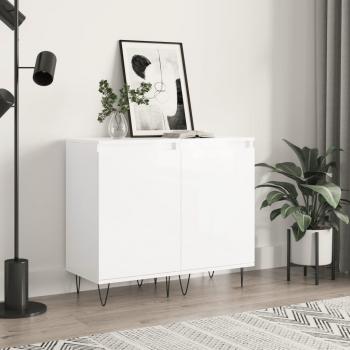 Buffets 2 pcs, Armoires Latérales avec Porte et 2 Compartiments, Meubles de Rangement, Moderne, Blanc Brillant