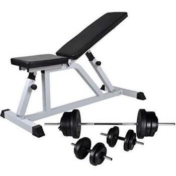 VidaXL Strength Training Bench with 60.5 kg Weight Set