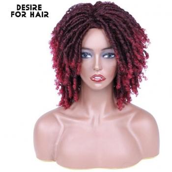 Peluca sintética trenzada para hombre y mujer, Desire for Hair, Rastas en negro y burdeos